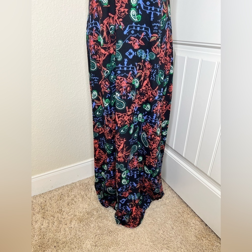 LuLaRoe Discontinued Black with Multicolor Floral Print Ana Dress Size Large - Picture 4 of 9